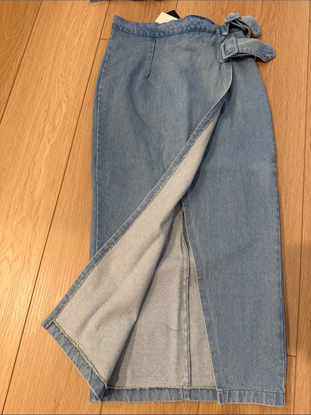 JLUXLABEL Light Blue Denim Wrap Midi Skirt/ trench coat and corset Size small - Picture 5 of 11